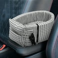 thumbnail image 2 of Unique Bargains Dog Car Seat Adjustable Straps Plaid Style for Medium Small Sized Puppy Cat Seat Travel Bed Black White, 2 of 6