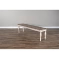 thumbnail image 4 of Pemberly Row Coastal 19" Solid Mahogany Wood Bench in Taupe Off White, 4 of 10