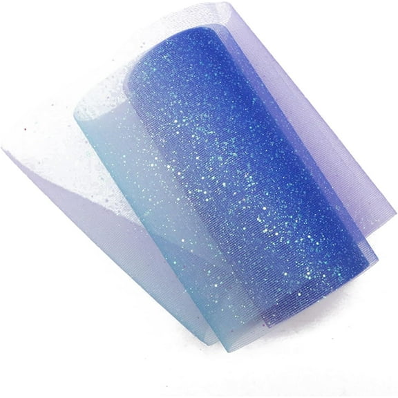 1 Roll Polyester Deco Mesh Ribbons Rainbow Gradient Glitter Tulle Fabric for DIY Craft Gift Packaging Home Party Wall Decoration Royal Blue 5-7/8 inch(150mm) 10 Yards(9.14m) Blue