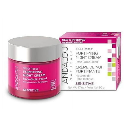 Andalou Naturals 1000 Roses, Fortifying Night Cream, Sensitive, 1.7 oz (50 g)