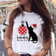 thumbnail image 1 of Camiseta de Año Nuevo con estampado de gato y Animal para mujer, ropa con estampado de Feliz Navidad, playera estampada para mujer, 1 of 4