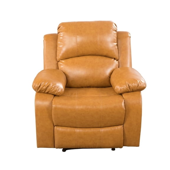TrumanPick Manual Recliner Chair,Overstuffed Leather reclining Armchair Home Theater Recliner Sofa for Living Room,Ginger