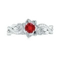 thumbnail image 4 of Rosec Jewels Lab Grown Ruby Floral Ring with Diamond for Women - Nature Inspired Ring, 18K White Gold, US 4.50, 4 of 9