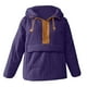 thumbnail image 3 of Chaquetas y abrigos casuales de manga larga sin capucha para mujer, jersey de cuello redondo, chaqueta acolchada de manga larga, holgada, con media cremallera y capucha con cordón ajustable., 3 of 6
