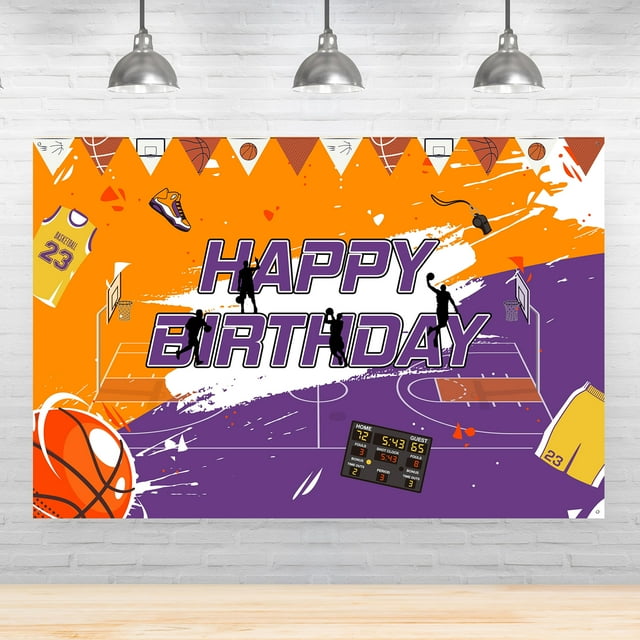 Basketball Happy Birthday Backdrop Banner , Basketball Birthday