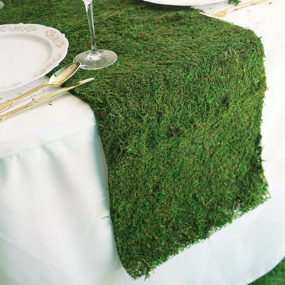 Efavormart 14"x48" Green Preserved Moss Table Runner with Grid