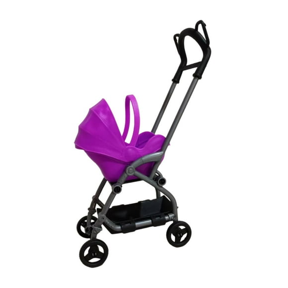 Siruishop Miniature Stroller Toy Pretend Play Simulation Dollhouse Decoration for Baby Black