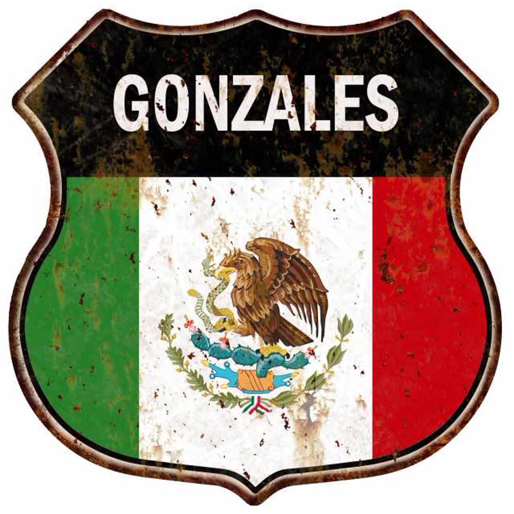 GONZALES Mexican Flag Sign Shield Metal Gift Mexico 211110008023