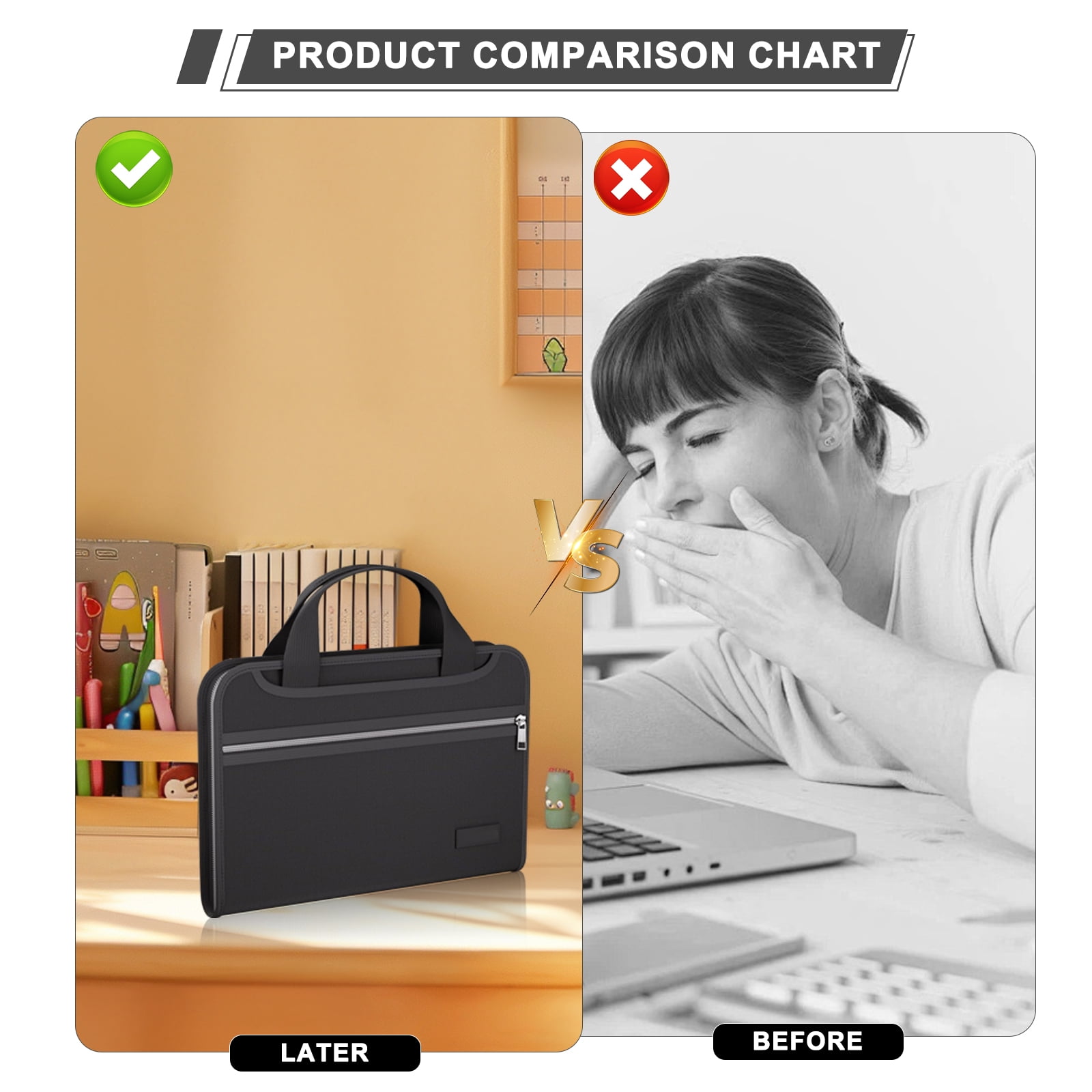 VEGCOO Accordion File Organizer,Fireproof Expanding File Folder with Multi Pockets,13 Pockets Document Organizer with Handle & Labels notesPortable Home Travel Safe Storage for