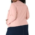 thumbnail image 3 of GRACE & GRANDEUR Juniors Plus Size Outfits Classic Washed Front Frayed Denim Jacket, 3 of 5
