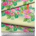 thumbnail image 2 of Soimoi White Viscose Chiffon Fabric Lotus & Flamingo Bird Printed Fabric 1 Yard 42 Inch Wide, 2 of 3