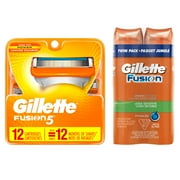 Gillette Fusion5 12ct Razor Blade Refill and Shave Gel Discounted Bundle Cool