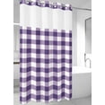 thumbnail image 4 of Purple Checkered No Hook Shower Curtain Waterproof, Bathroom Curtains with Snap in Liners and See Through Top Window, Farmhouse Buffalo Plaid Hotel Style Bathtub Curtains Shower 54"Wx78"L, 4 of 8