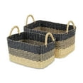 thumbnail image 6 of Contemporary Home Living Set of 2 Beige and Black Galla Weave Rectangular Basket, 15", 6 of 6
