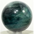 thumbnail image 3 of 2.1" Rainbow Tri-Color Fluortie Gemstone Sphere Purple Blue Green Natural Crystal Mineral Ball - China + Plastic Stand, 3 of 4