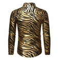 thumbnail image 3 of Men's Novelty Zebra Print Shiny Bronzing Dress Shirt Stretch Long Sleeve Button Down Sparkle Party Shirts, 3 of 6