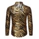 thumbnail image 3 of Blusa y camisa de manga larga con cuello alto para hombre, informal, lisa, a la moda, a rayas, con mangas color bronce, para fiesta, baile, disfraz, blusa para hombre, 3 of 6