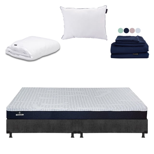 Colchón King Size Therapy + Box + Almohada One + Protector Cloud + Sabanas Softy