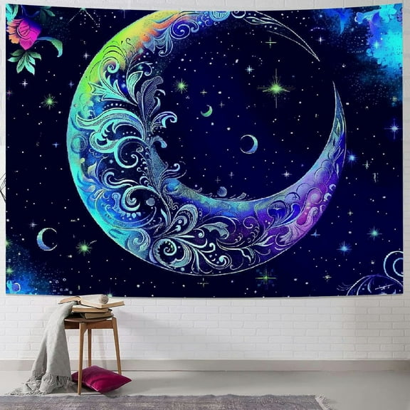 PRATYUS Sun and Moon Tapestry Trippy Boho Tapestries Mandala Floral Plant Tapestry Hippie Tapestry Psychedelic Aesthetic Tapestry Wall Hanging for Bedroom 40x30inch