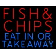 thumbnail image 1 of Fish And Chips Eat In Or Take Away LED Neon Sign 24 x 31 - inches, Clear Edge Cut Acrylic Backing, with Dimmer - Bright and Premium built indoor LED Neon Sign for Bar decor., 1 of 7