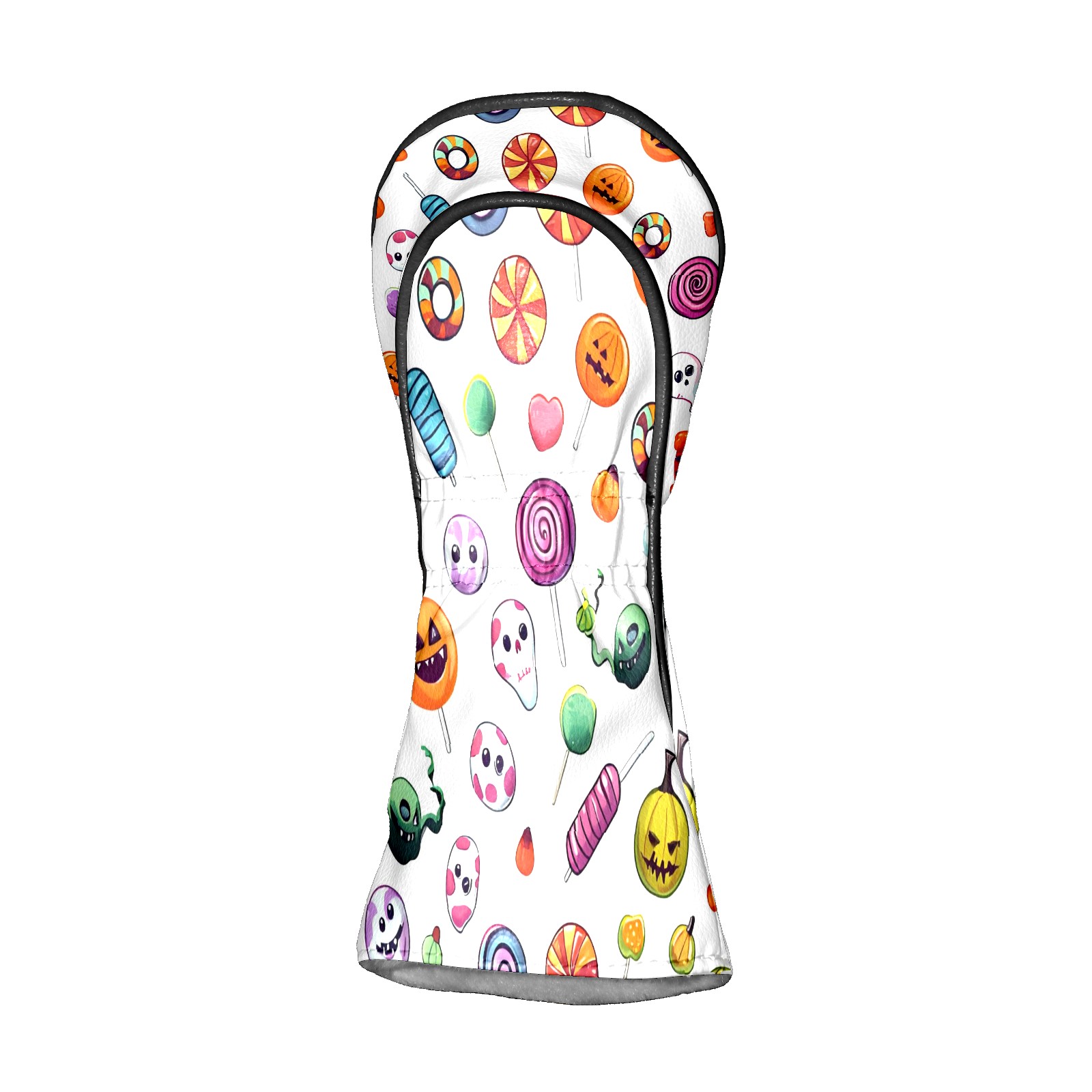 Golf Club Covers, Colorful HalloweenCandy Premium PU Leather Driver Hybrid Putter Head Covers with Velvet Lining, Waterproof Golf Gifts for Men Women