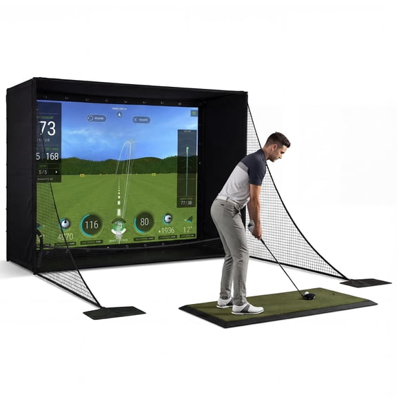 10 x 8 ft Golf Hitting Net with HD Impact Screen, Indoor Golf Simulator Cage with Frame & Side Safety Nets