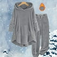 thumbnail image 2 of Valora Women Fashion Outfit Women's Trousers Suit for Everyday Wear Cozy Hooded Tracksuit Set with Long Pants and Sweatshirt Outfit for Autumn Winter Grey 2XL, 2 of 3