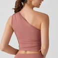 thumbnail image 4 of ZQUUVOU Tank Top For Women Casual One The Shoulder Solid Color Sports Yoga Crew Neck Tops (Pink,S), 4 of 4