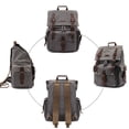 thumbnail image 2 of Kattee Menâs Leather Canvas Backpack Large School Bag Travel Rucksack Grey, 2 of 7