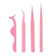 thumbnail image 1 of Mgaxyff Straight Lash ,Eyelashes Tweezers,4pcs Eyelashes Set Stainless Steel Straight Curved Tip False Eyelashes Applicator Tools Pink, 1 of 8