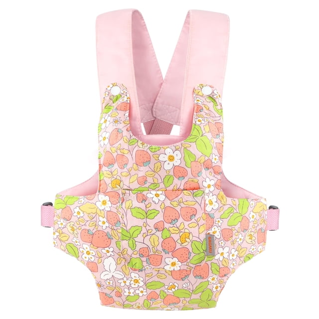 Portabebés para Muñecas GAGAKU Ajustable de Algodón Rosa con Diseño de Fresa