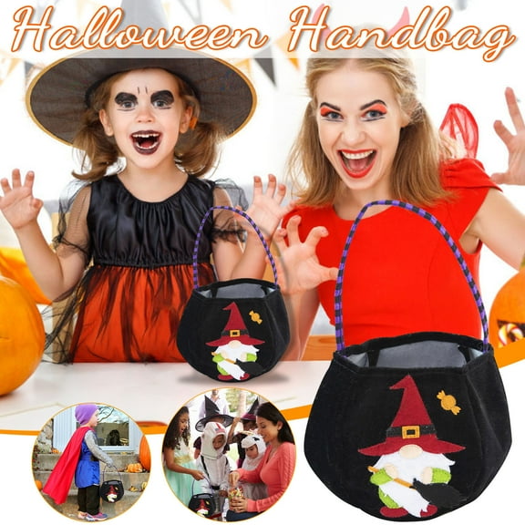 sruoe Halloween Treat Bags, Candy Bags, Candy Bucket, Goodie Bags, Halloween Candy Bags for Kids, Spooky Pumpkin Tote Bag, Halloween Decoration, Reusable Candy Snack Bags, Party Gift Favors Decor