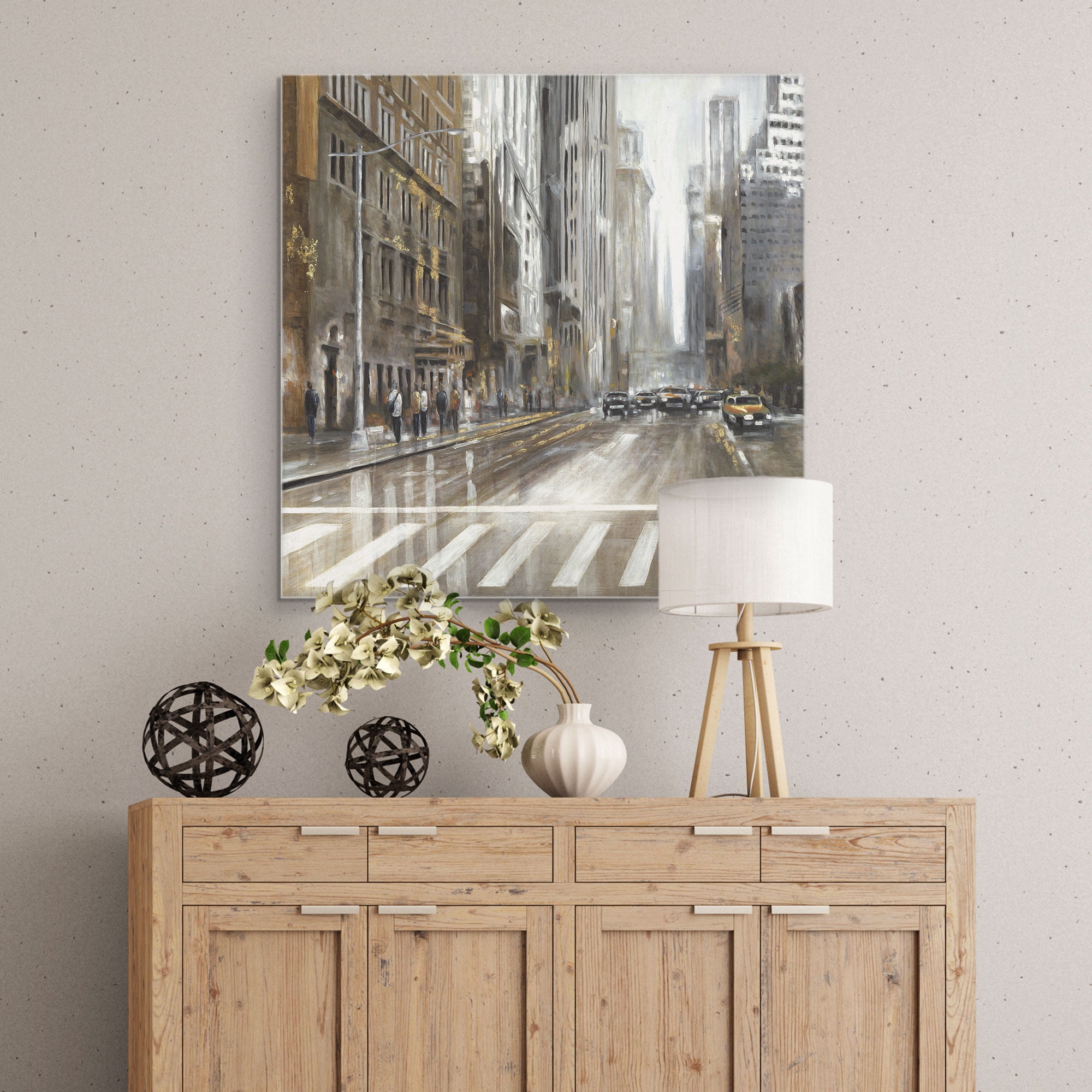 Masterpiece Art Gallery New York City Rush Hour Square by Emily Williams Canvas Art Print 35" x 35"