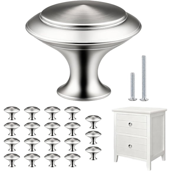 20 Pack Brushed Nickel Cabinet Knobs – 30mm Round Stainless Steel Drawer Knob...