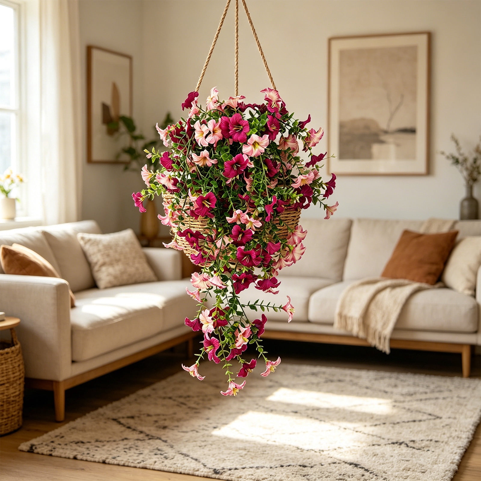 SLYNSHome Outdoors Flowers Home Decorations Artificial Hanging Lilys Flowe UV Resistant Faux Silk Plants for Garden Porch Fence Wedding Wall Spring Summer Decor - Pink