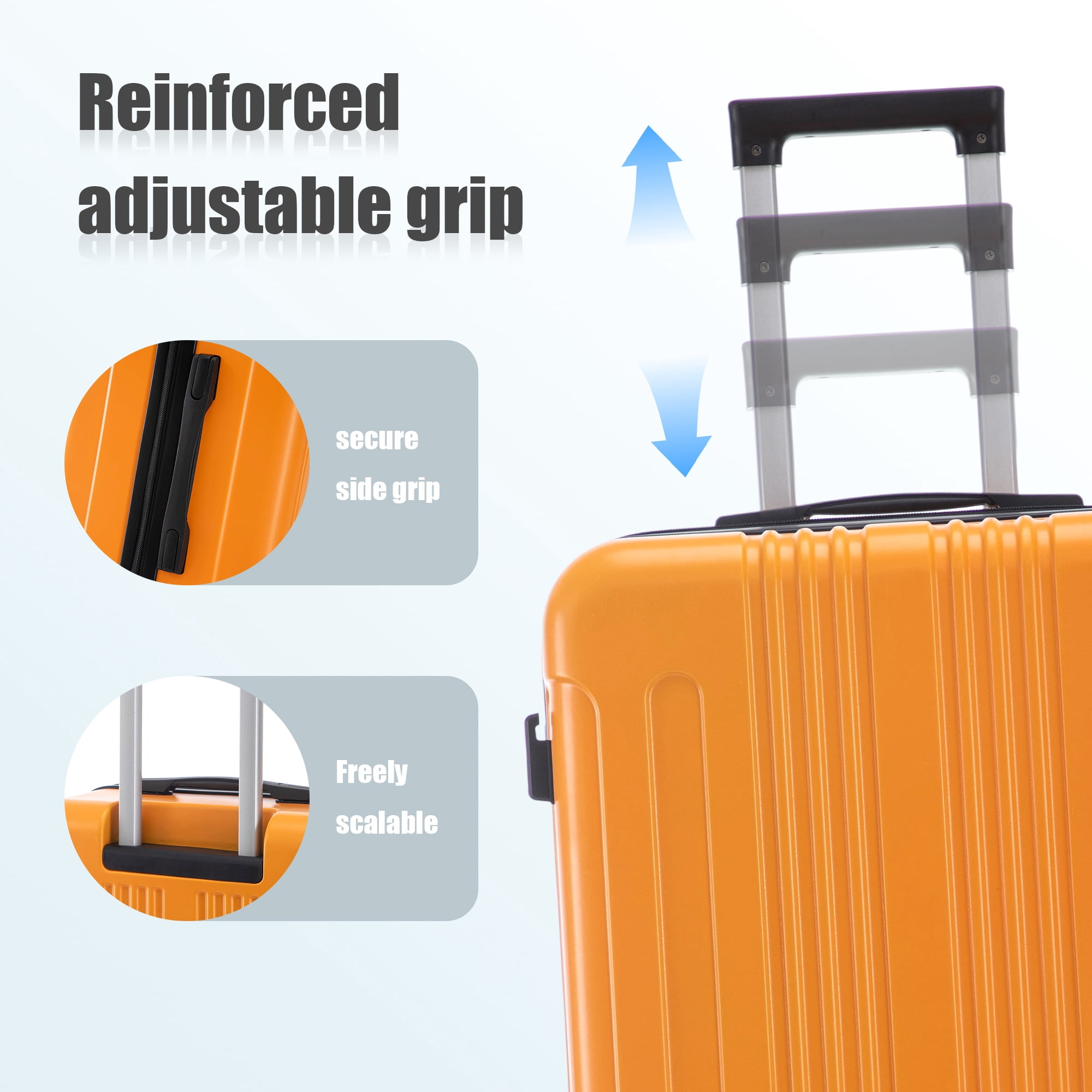 Alvantor 3 Piece Luggage Sets, ABS Spinner Suitcase with TSA Lock (20"/24"/28", Orange)