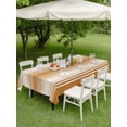 thumbnail image 3 of Outdoor Tablecloth with Umbrella Hole & Zipper, Burnt Orange Striped Rectangle Tablecloth 60x120 Inch, Modern Farmhouse Striped Minimalist Patio Table Cover Waterproof Table Cloth for Picnic/Party, 3 of 7