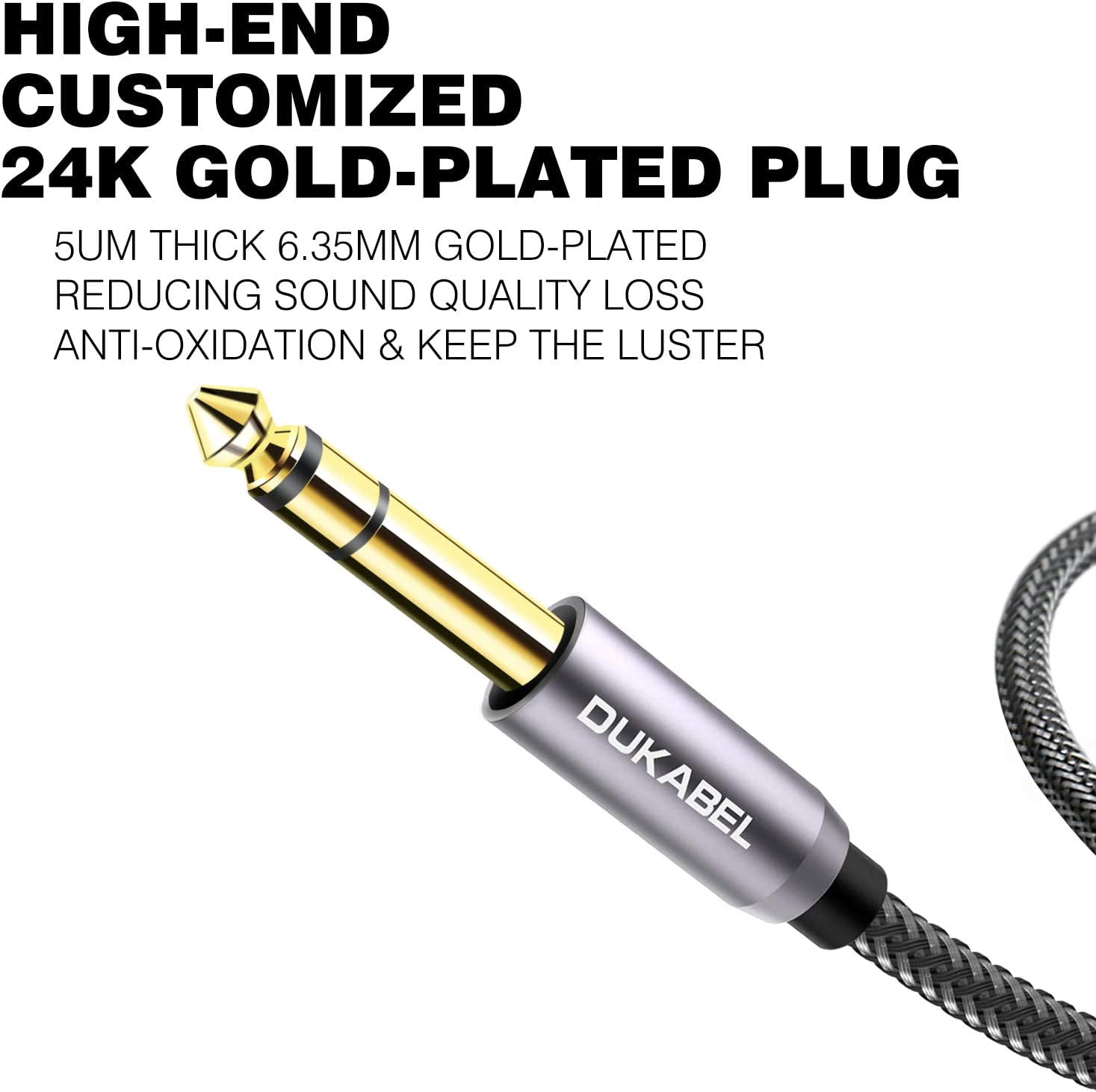 JJEAN-TopSeries Long 6.35mm (1/4 inch) to 3.5mm (1/8 inch) Headphone Jack Adapter -8ft (2.4m) 1/8 Female to 1/4 Male Extension Cable 3.5 to 6.35 for Mixer Guitar Piano Amplifier Speaker and More