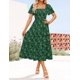thumbnail image 2 of Vestido ZESICA para mujer, estilo bohemio, floral, midi, verde, talla L, 2 of 7