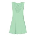 thumbnail image 5 of Wovilon Women's Sleeveless Crew Neck Shift Mini Dress with Crochet Lace Front, Relaxed Loose Fit A-Line Silhouette, Lightweight Breathable Stretchy Polyester Blend Solid Color, 5 of 5