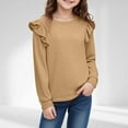 thumbnail image 2 of Linfrsh Toddler Girl Long Sleeve Shirts Kids Girls T Shirts Casual Raglan Long Sleeve Tee Crewneck Color Block Cute Fall Blouses Tops Khaki,5-6 Years, 2 of 5