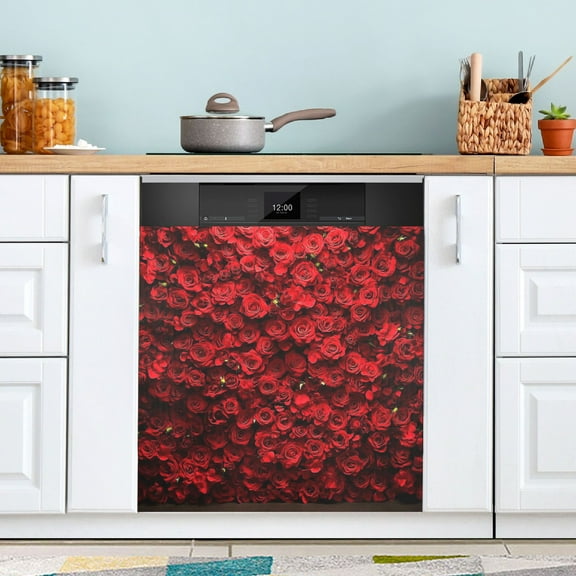 Dishwasher Sticker Dishwasher Cover Magnet Refrigerator Home Decorative Art Kitchen Panel Decal Wall Of Red Roses 23x26 Inch