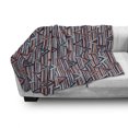 thumbnail image 3 of Tribal Soft Flannel Fleece Throw Blanket, Striped Abstract Pattern with Creative Triangles Artwork, Cozy Plush for Indoor and Outdoor Use, 60" x 80", Cinnamon Black Teal, by Ambesonne, 3 of 6
