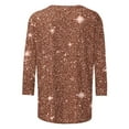 thumbnail image 4 of Hxlamzoo Women's Sequin Top Round Neck 3/4 Sleeves Sparkly Casual Party Blouse S-2XL, 4 of 5