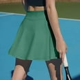 thumbnail image 4 of WTOBBY Women's High Waist Athletic Skirt Solid Color Short Skirt with Built-in Shorts Yoga Skirt Casual Pleated Tennis Skirt for Sports and Workout,Dark Green S, 4 of 5