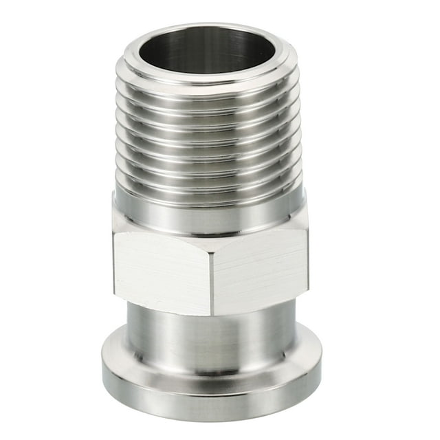 Unique Bargains Adaptateur de Pinces TC 1 Pouce, Raccords Tri-Clover à Filetage Mâle NPT 1/2 Pieds Adaptateur Hexagonal en Acier Inoxydable 304, 25,2mm