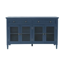 Jofran 58" Glass Door Sideboard Cabinet–Cottage Transitional Buffet, Adjustable Shelves