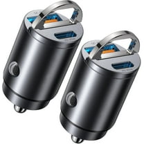 2-Pack 90W USB C Car Charger,[Super Mini Metal] Car Charger Fast Charging Adapter PD QC3.0 Dual Port Type C Car Cigarette Lighter USB Compatible iPhone 16 15 14 Pro Max iPad Samsung S25,Black,2pcs