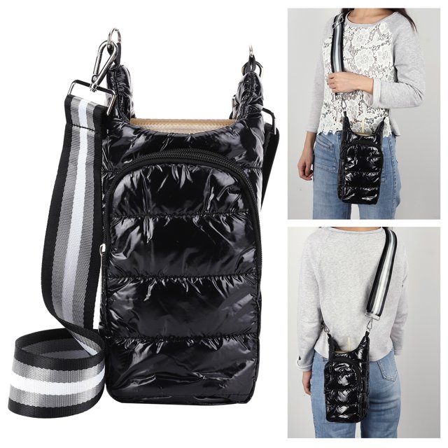 Crossbody Hydrobag Correa Ancha Ajustable Portátil Suave para (Negro Amarillo)