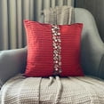thumbnail image 6 of Pillow Covers, Red Pillow Cover, Pintucks & Crystals Pillow Cover, 14x14 inch (35x35 cm) Throw Pillow Cover, Square Silk Pillow Cover, Pillow, Modern, Striped - Deep Red Crystals, 6 of 10